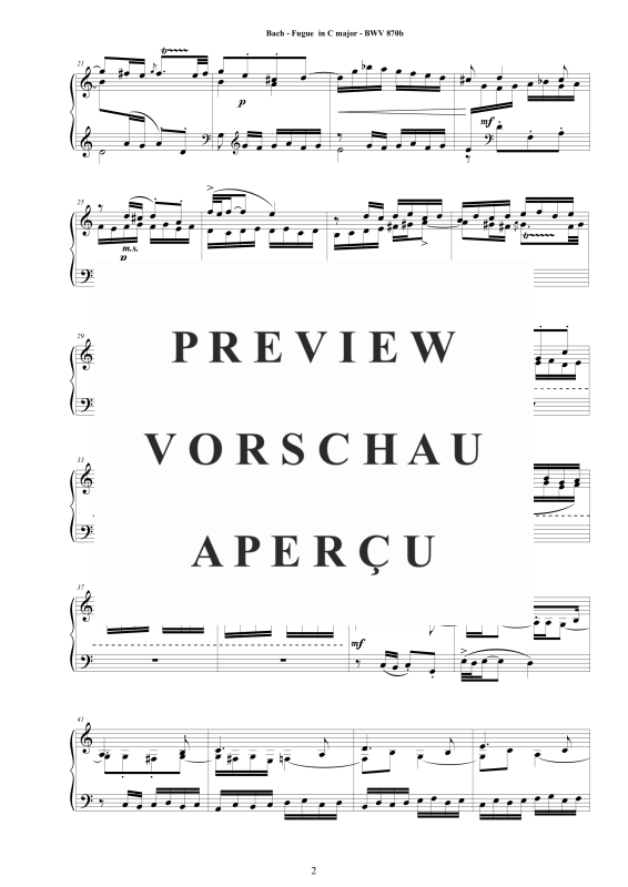 Produktgalerie: Seite 3 von 5 Fuge in C-Dur BWV 870b, , Klavier Solo