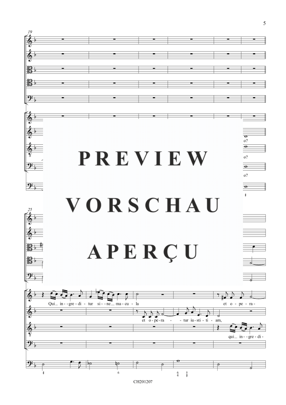 Produktgalerie: Seite 6 von 11 Domine quis habitabit (Psalm 15), , Gemischtes Ensemble SATB, 5 Instrumente und BC