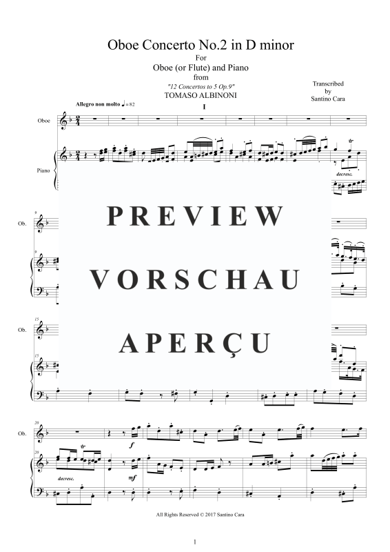 Produktgalerie: Seite 2 von 11 Oboe Concerto No.2 in D-Moll Op.9, , Oboe Solo und Klavier/Cembalo
