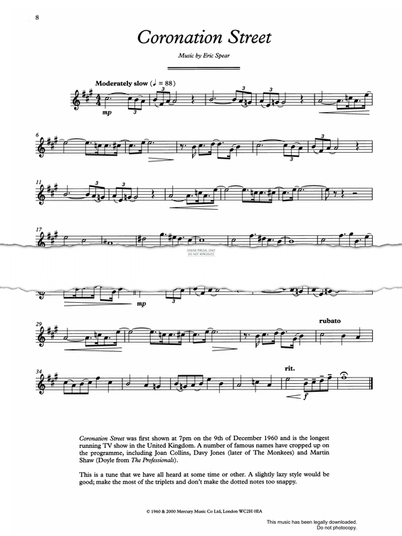 Produktgalerie: Seite 1 von 1 Coronation Street, Eric Spear, Flöte, Klavier