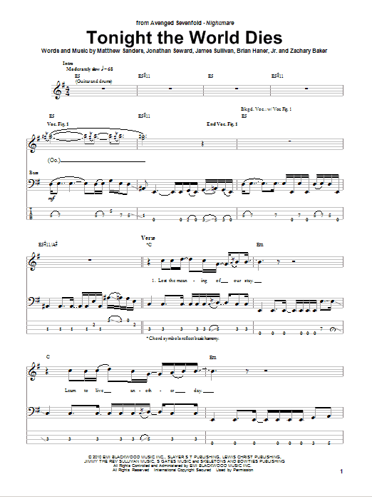 Produktgalerie: Seite 1 von 1 Tonight The World Dies, Avenged Sevenfold, E-Bass