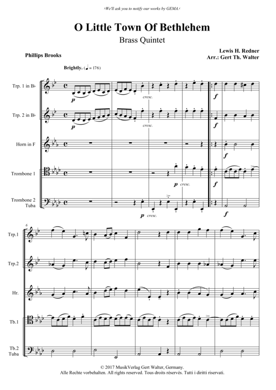 Produktbild zu: O Little Town Of Bethlehem Lewis H. Redner