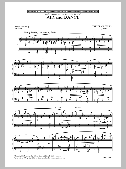 Product gallery: Page 1 of 1 Air And Dance, Frederick Delius