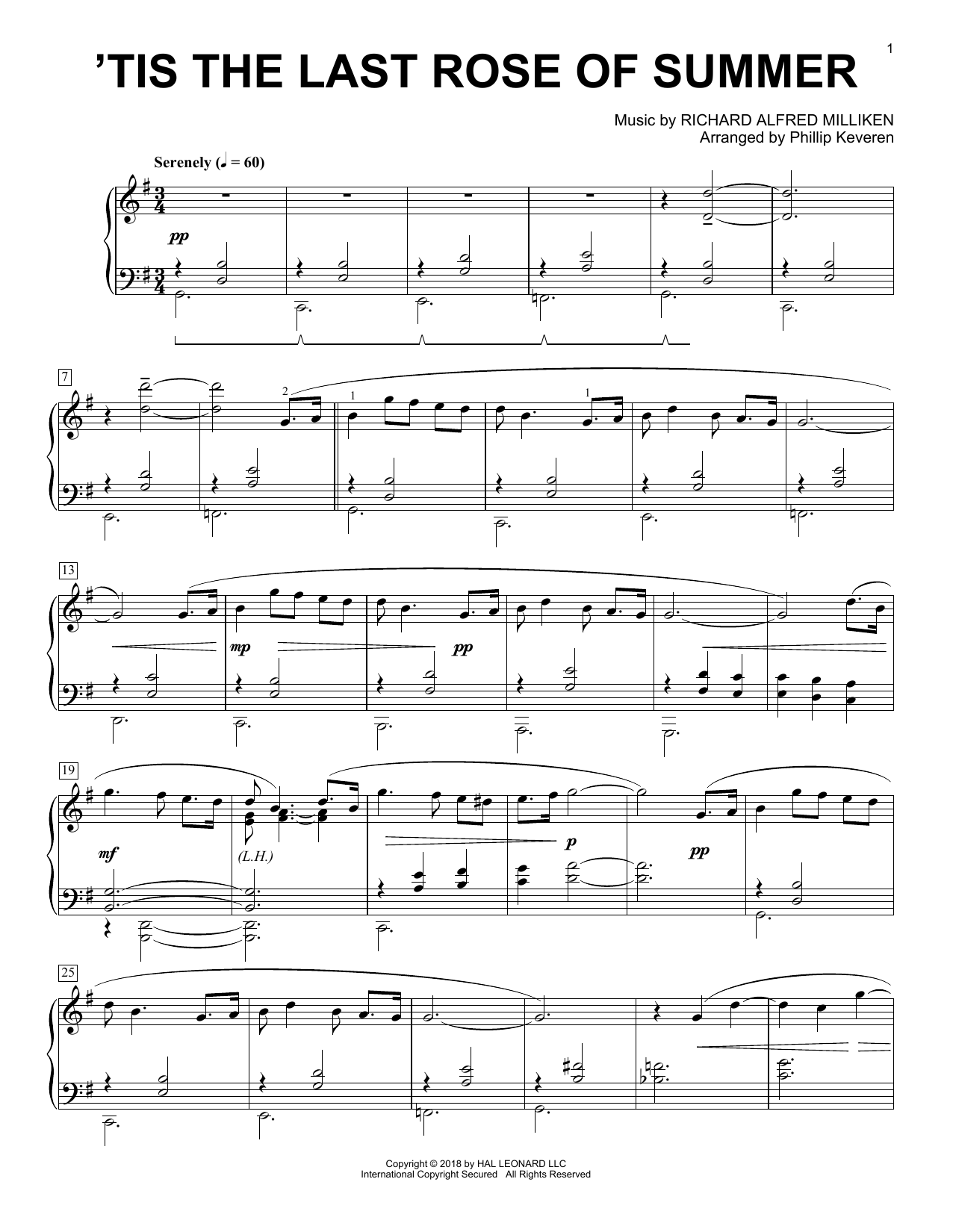 Product picture to: 'Tis The Last Rose Of Summer [Classical version] (arr. Phillip Keveren)