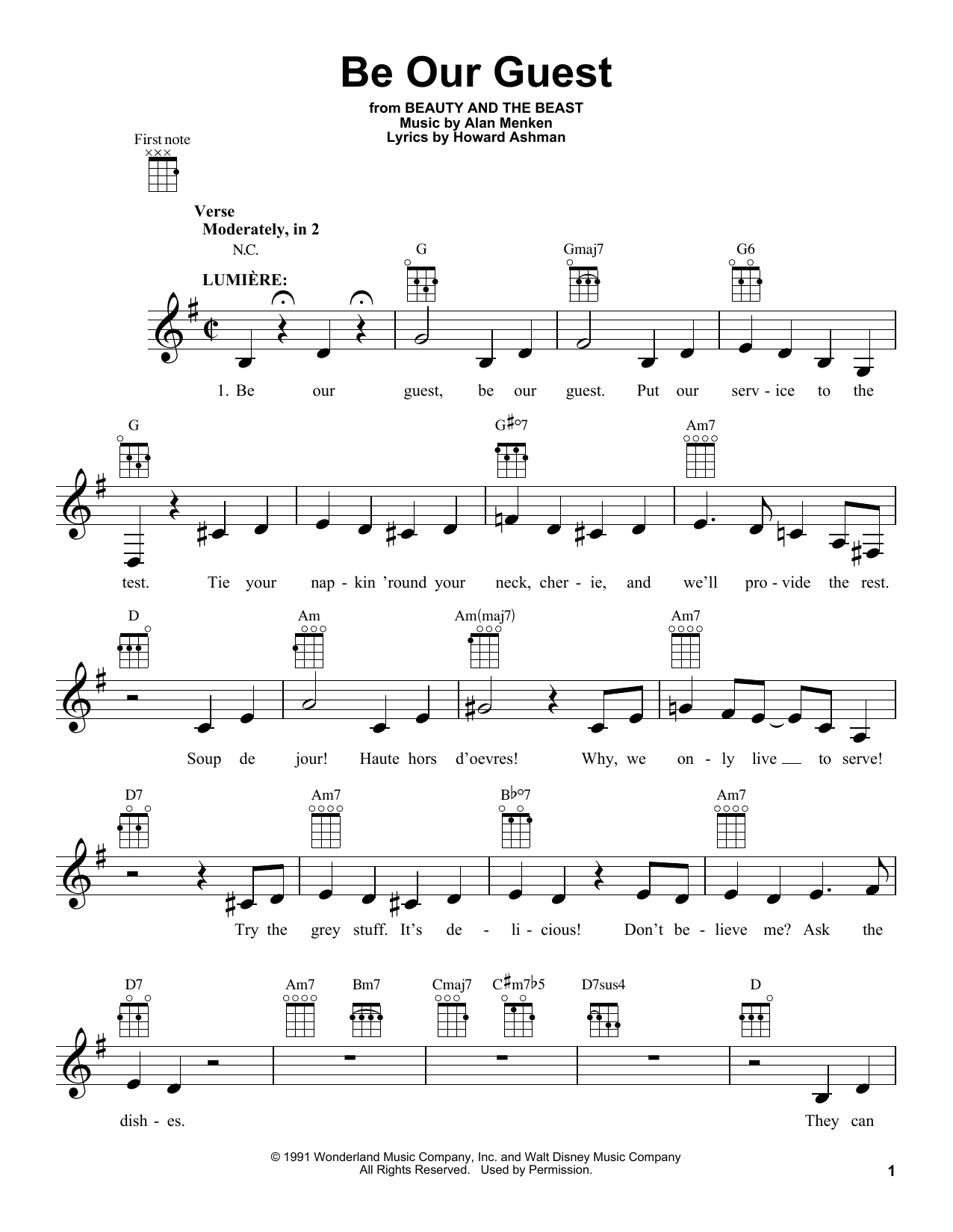 Product gallery: Page 1 of 1 Be Our Guest (from Beauty And The Beast), Alan Menken & Howard Ashman