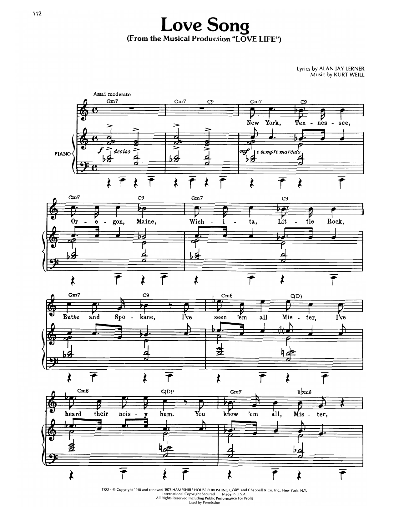 Product picture to: Love Song, A (from Love Life)