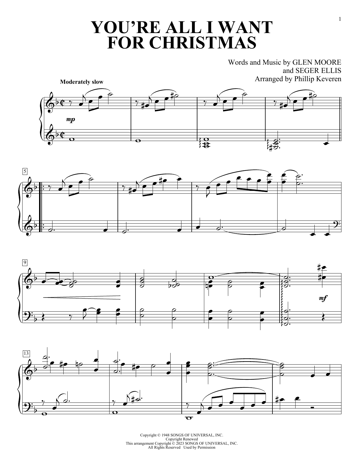 Product picture to: You're All I Want For Christmas (arr. Phillip Keveren)