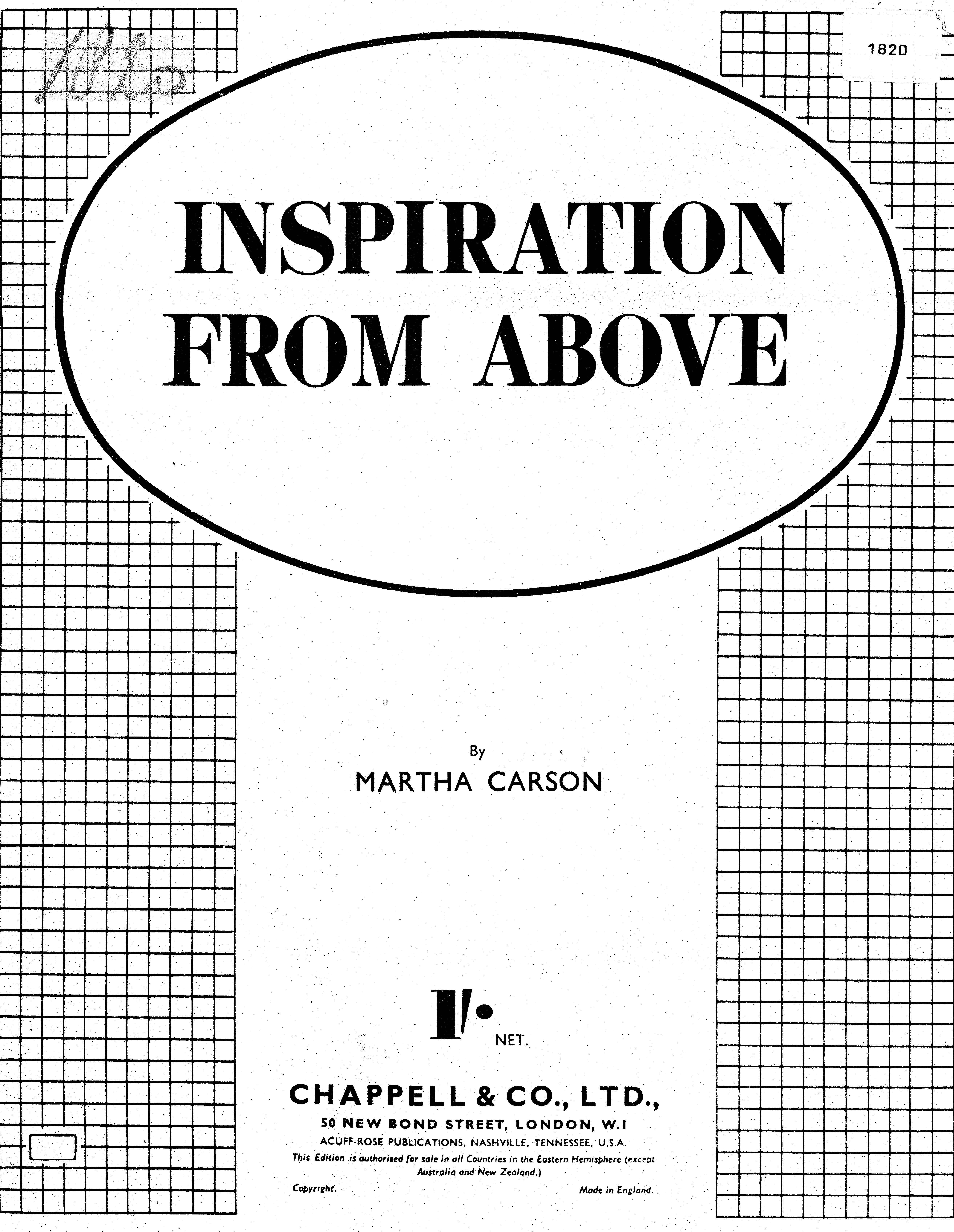 cover: Inspiration From Above, Martha Carson, Gesang, Gitarre, Klavier