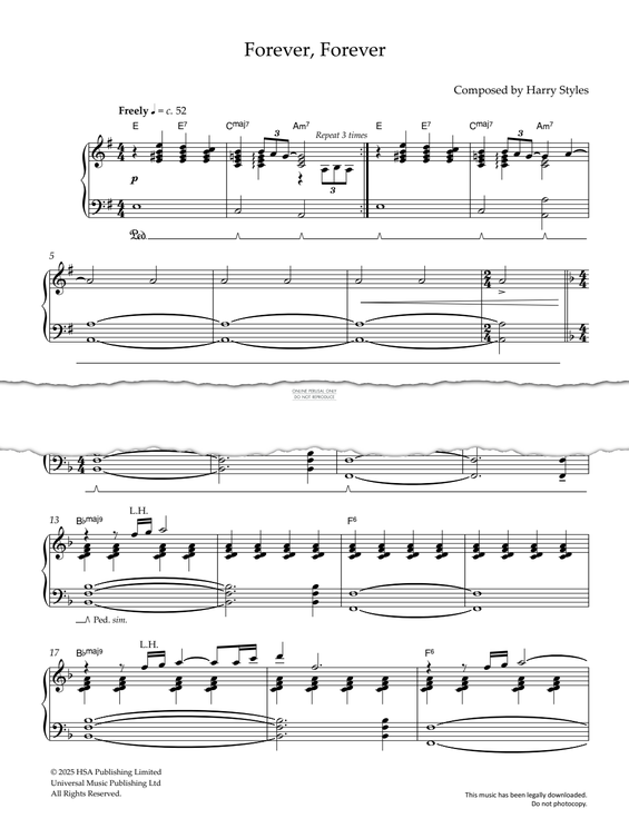 Produktgalerie: Seite 1 von 1 Forever, Forever, Harry Styles, Klavier
