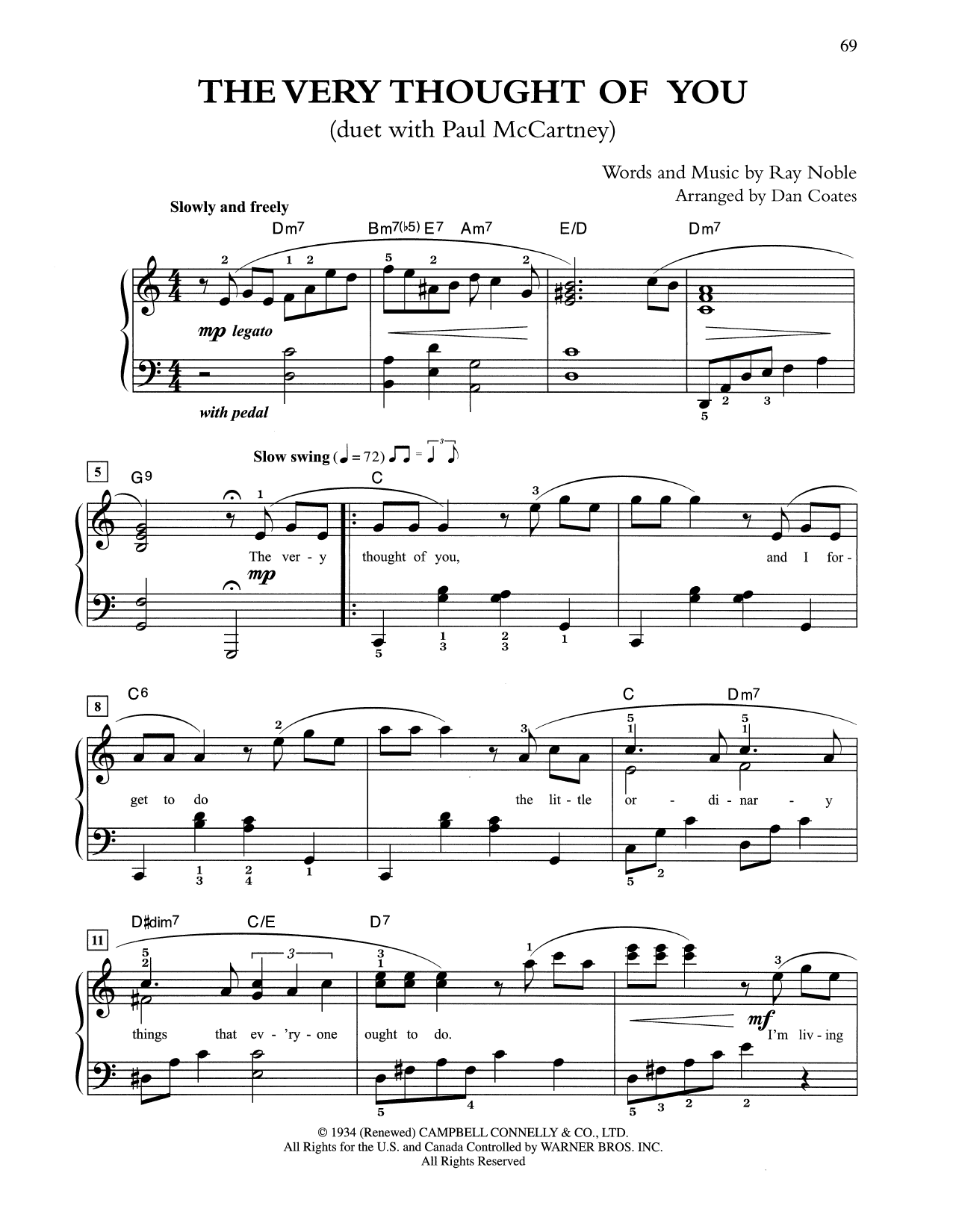 Product picture to: The Very Thought Of You (arr. Dan Coates)