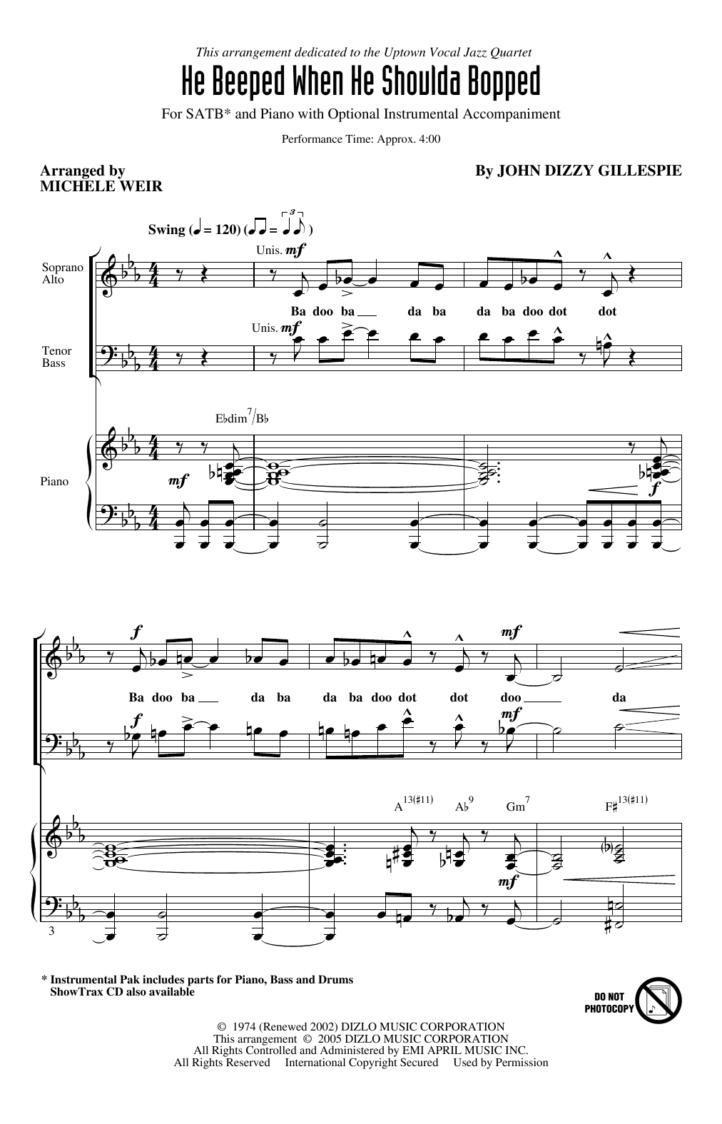 Produktbild zu: He Beeped When He Shoulda Bopped (arr. Michele Weir)