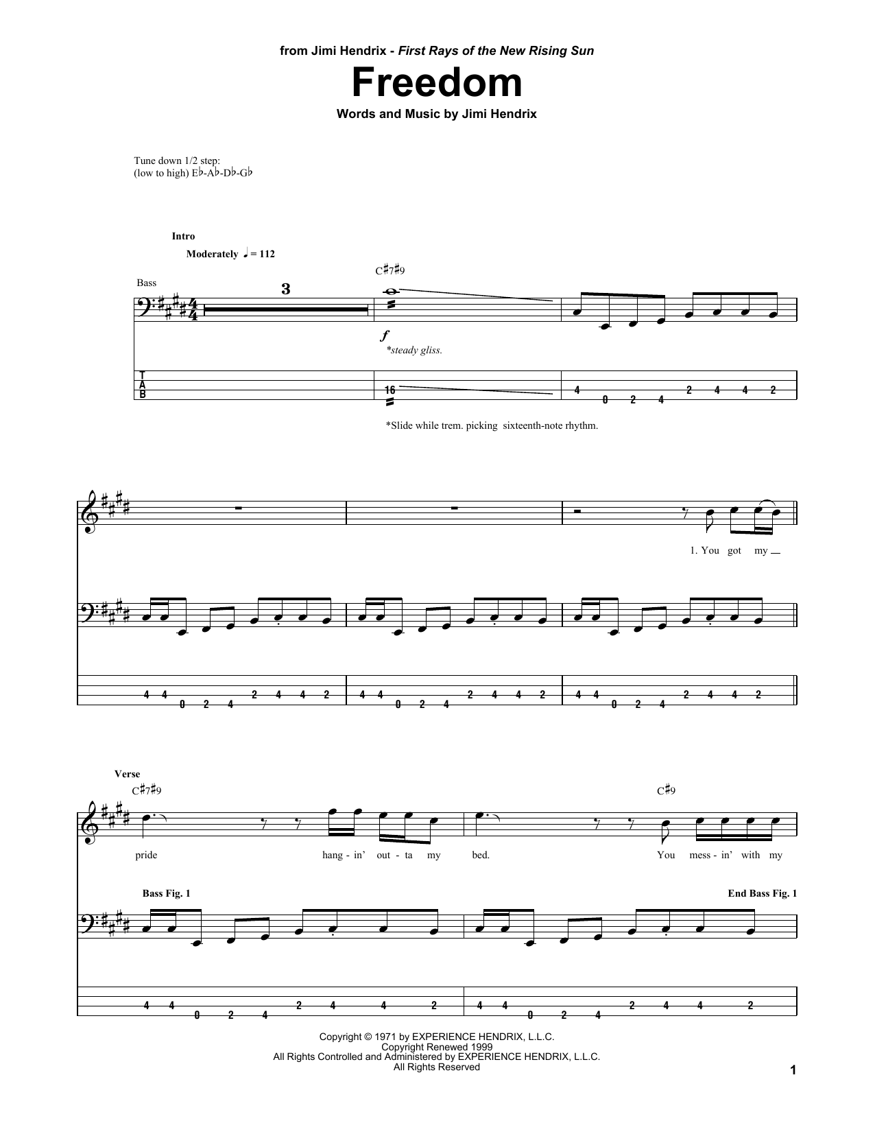 Produktgalerie: Seite 1 von 1 Freedom, Jimi Hendrix, E-Bass