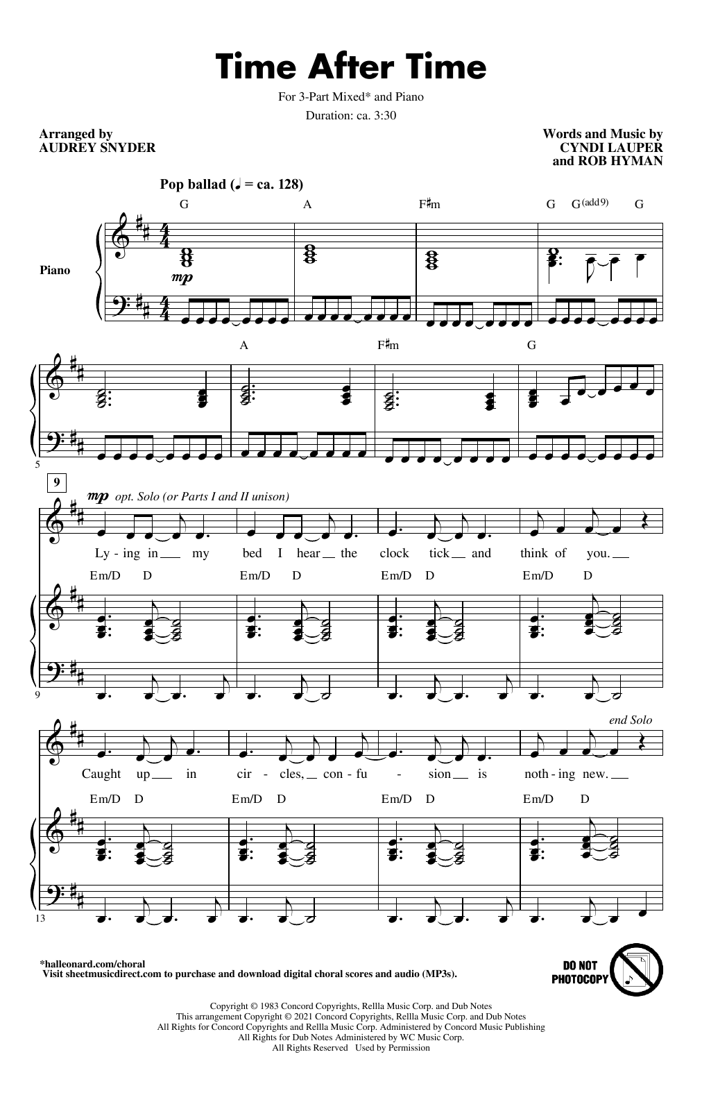 Produktgalerie: Seite 1 von 1 Time After Time (arr. Audrey Snyder), Cyndi Lauper, Chor