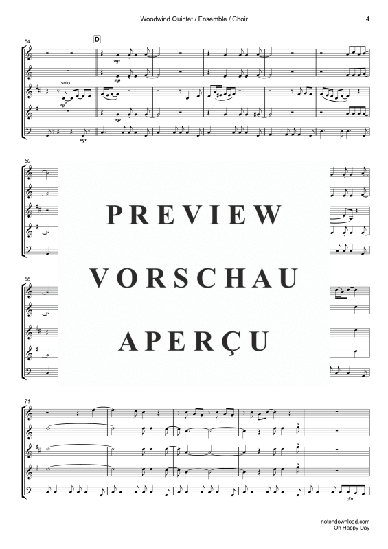 gallery: Oh Happy Day, Edwin Hawkins Singers, Woodwind quintet/ensemble/choir - electric bass with chordsandDrun Set opt.