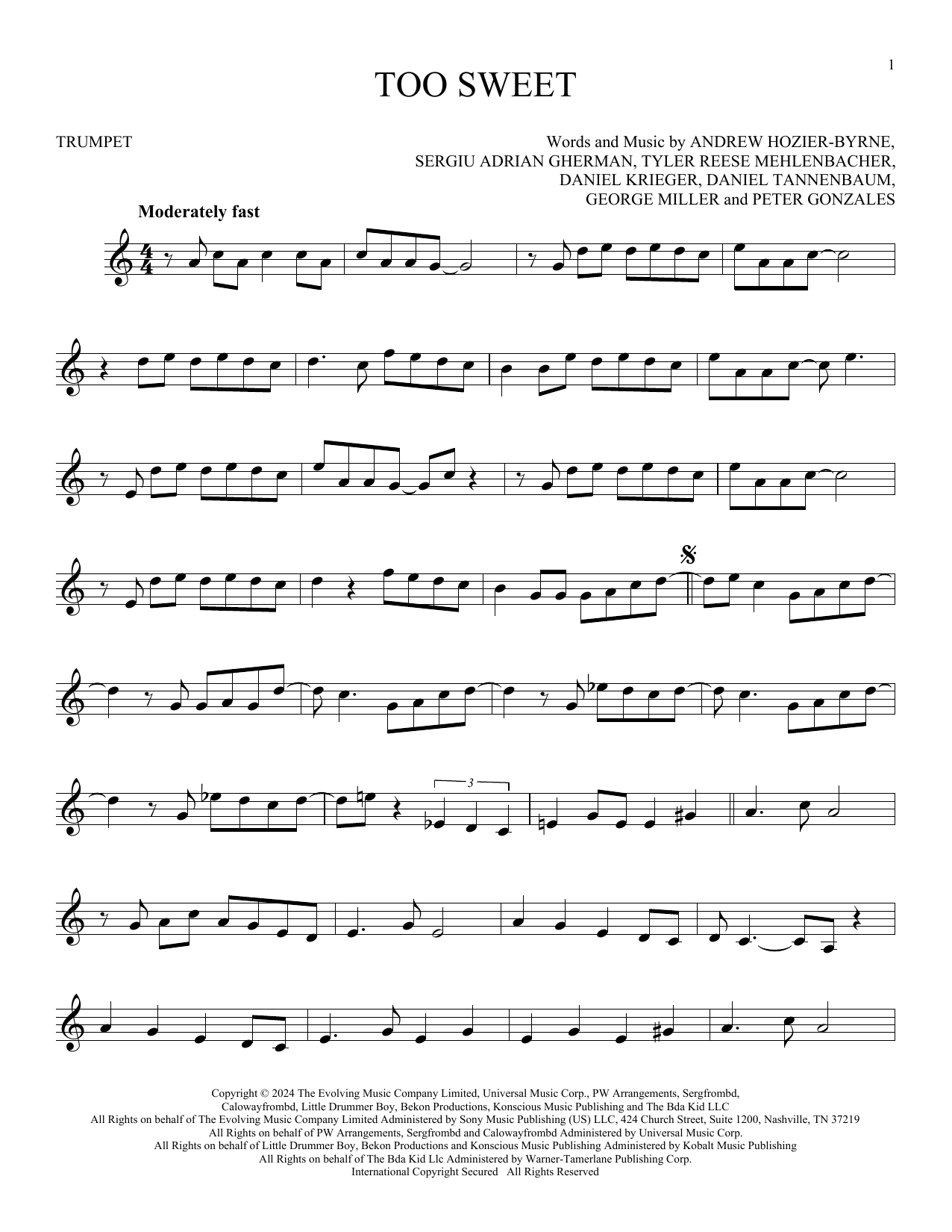 Produktgalerie: Seite 1 von 1 Too Sweet, Hozier, Trompete