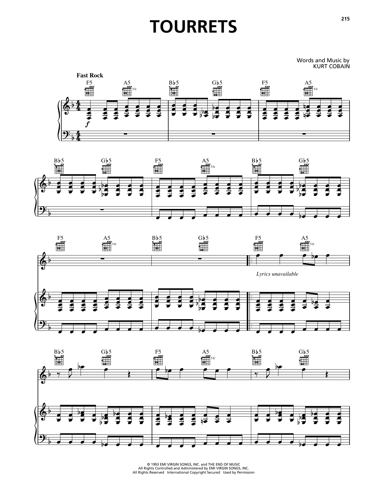 Produktgalerie: Seite 1 von 1 Tourette's, Nirvana, Gesang, Gitarre, Klavier