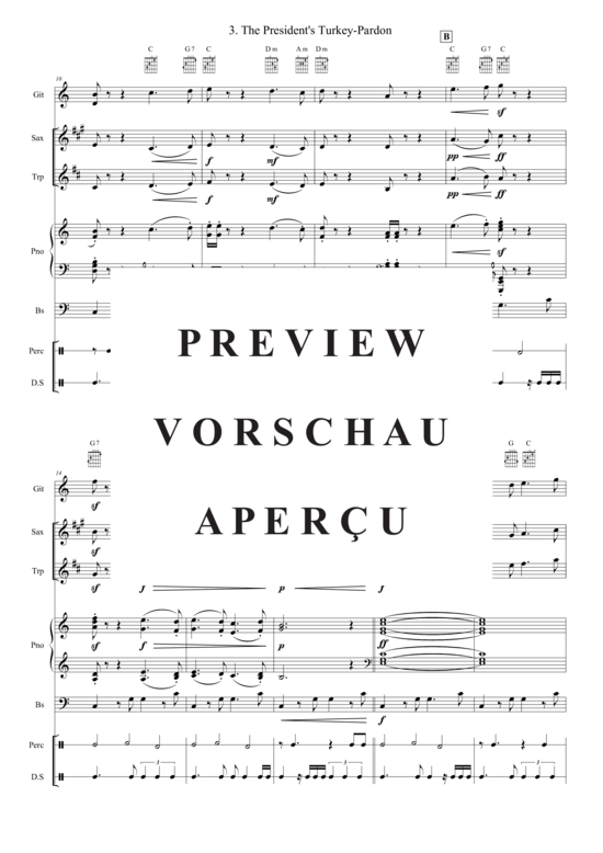 Produktgalerie: Seite 3 von 21 The President´s Turkey-Pardon , , (Combo Band + Trompete in B, Alt Saxophon)