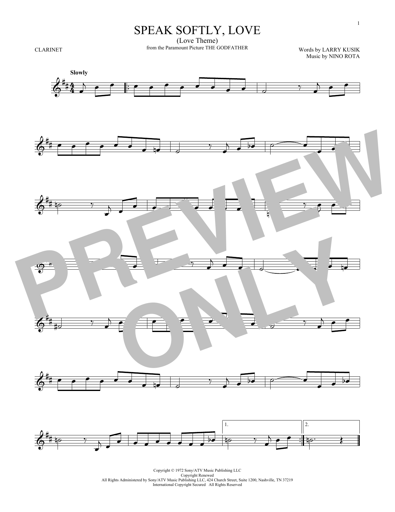 Product gallery: Page 1 of 1 Speak Softly, Love (Love Theme), Andy Williams