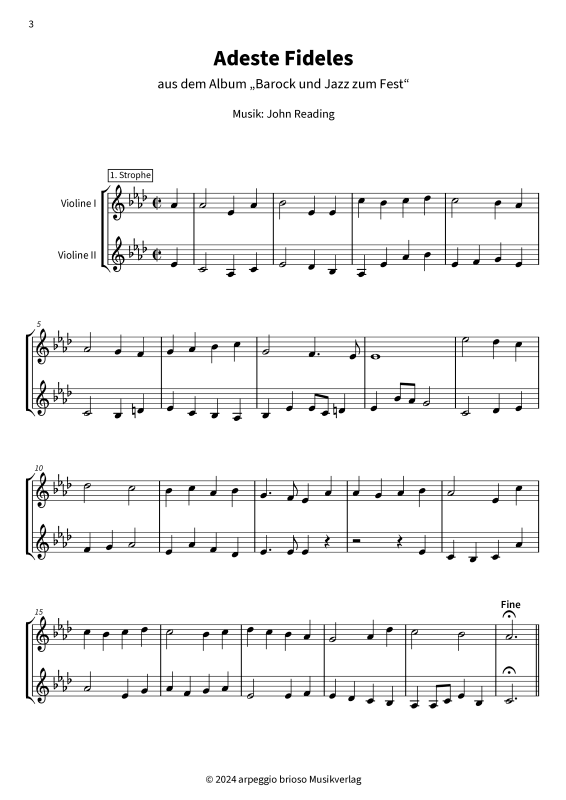 Product gallery: Page 1 of 8 Adeste Fideles - aus dem Album Barock und Jazz zum Fest, , (Duet 2x violin)