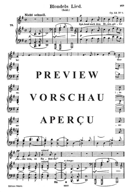 Product gallery: Page 2 of 6 Blondels Lied, Op.53 No.1, , High Voice and Piano