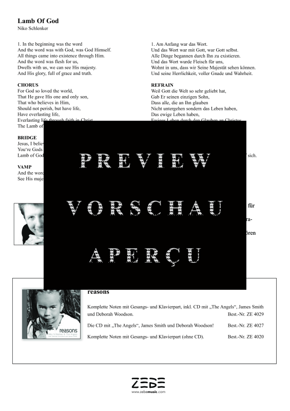 gallery: Lamb Of God, , Gemischter Chor SAB und Klavier