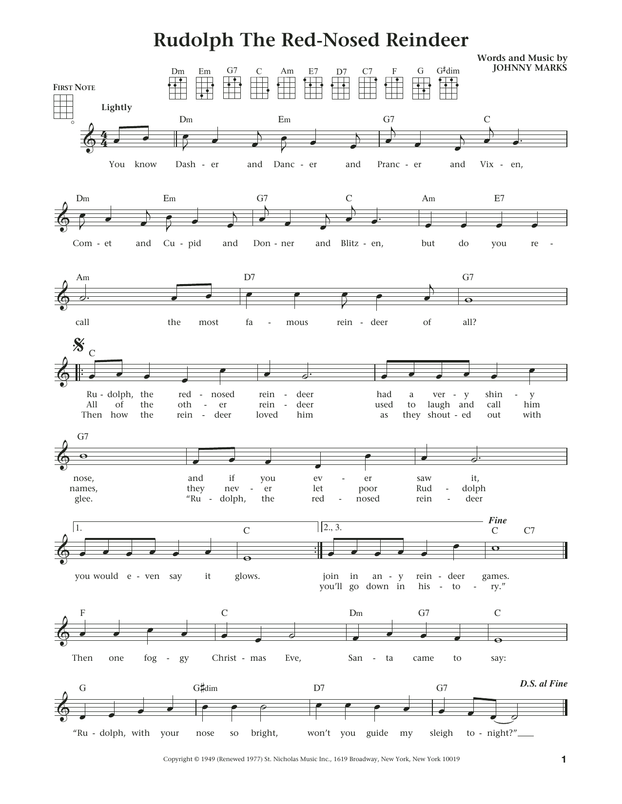 Product gallery: Page 1 of 1 Rudolph The Red-Nosed Reindeer (from The Daily Ukulele) (arr. Liz and Jim Beloff), Johnny Marks