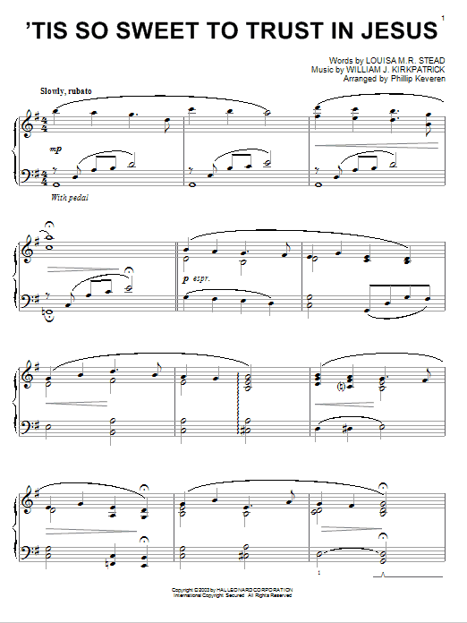 Product gallery: Page 1 of 1 'Tis So Sweet To Trust In Jesus (arr. Phillip Keveren), Louisa M.R. Stead