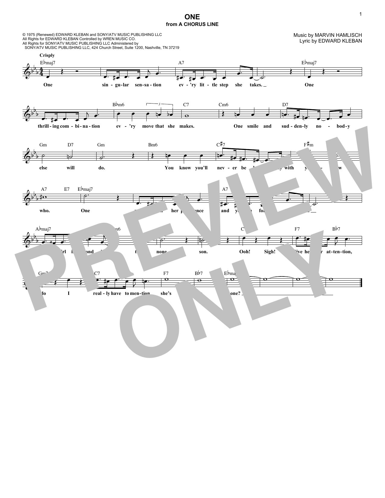 Product picture to: One (from A Chorus Line)