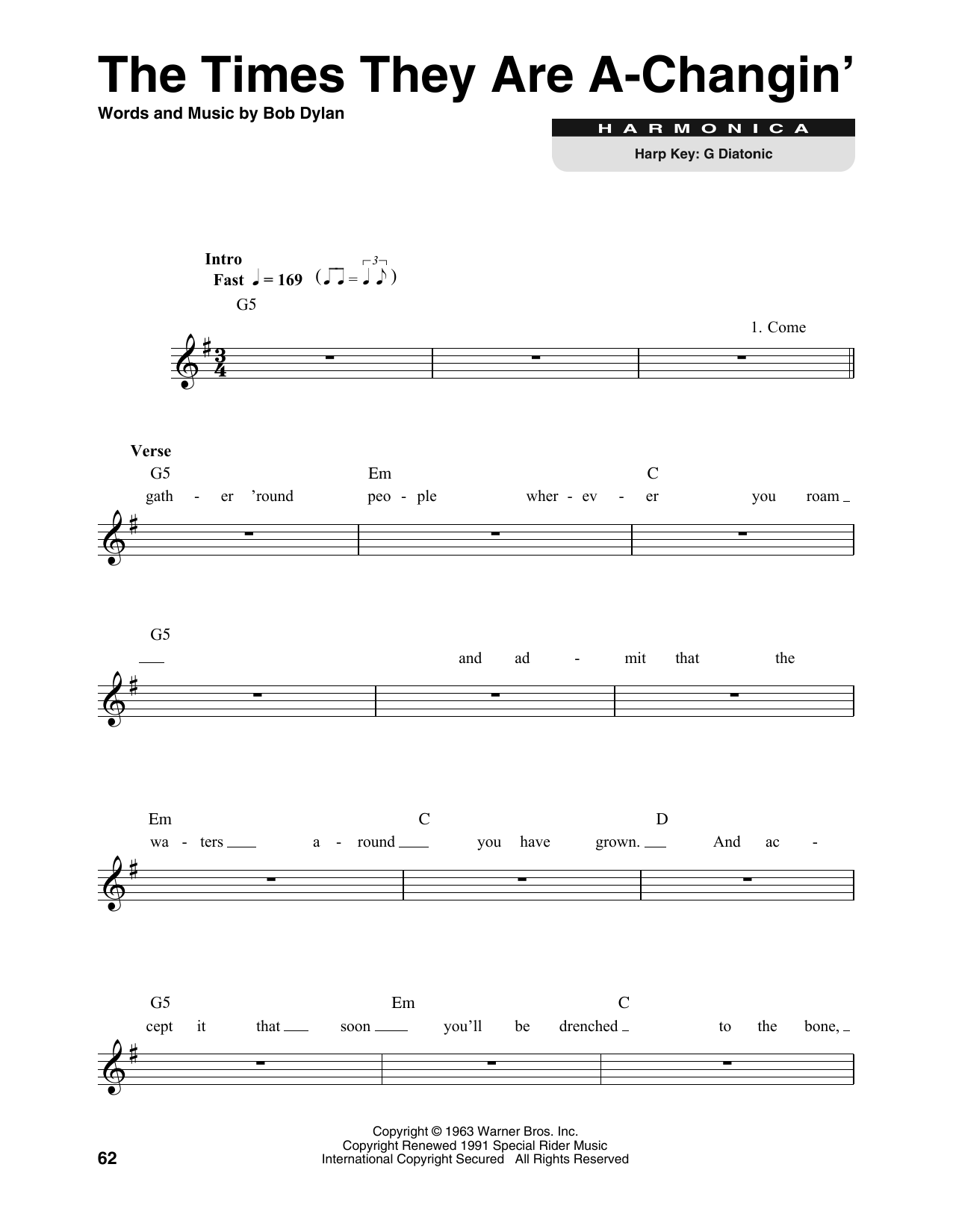 Product gallery: Page 1 of 1 The Times They Are A-Changin', Bob Dylan