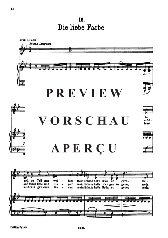 gallery: Die liebe Farbe D.795-16 (Die Schöne Müllerin) , ,  (Gesang tief + Klavier)