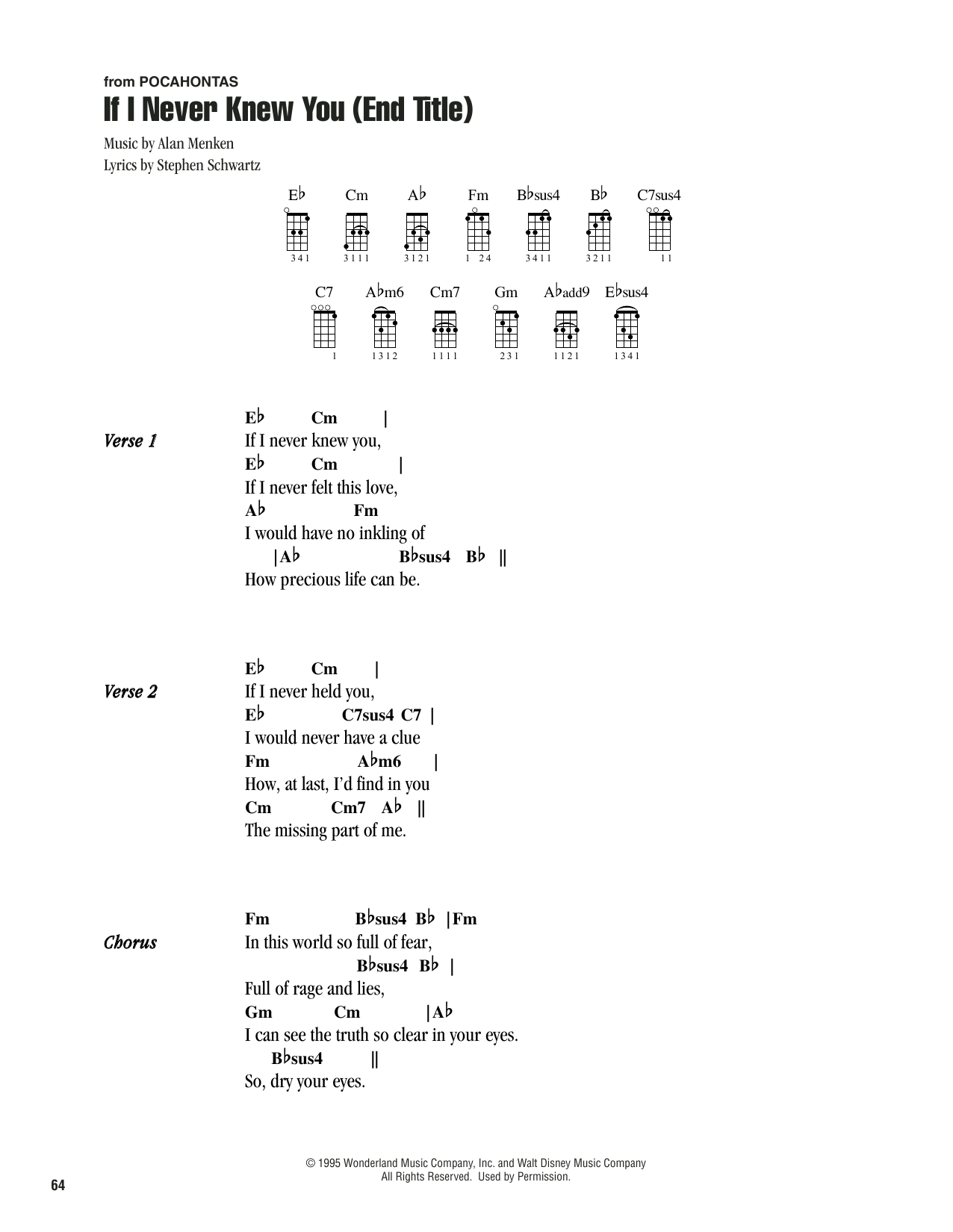 Product gallery: Page 1 of 1 If I Never Knew You (End Title) (from Pocahontas), Jon Secada and Shanice