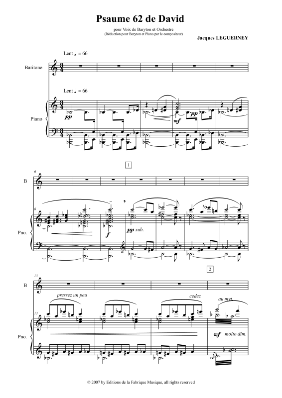 Produktgalerie: Seite 1 von 11 Psaume 62 - Klavier Reduktion, Souzay, Gérard, Bariton und Klavier