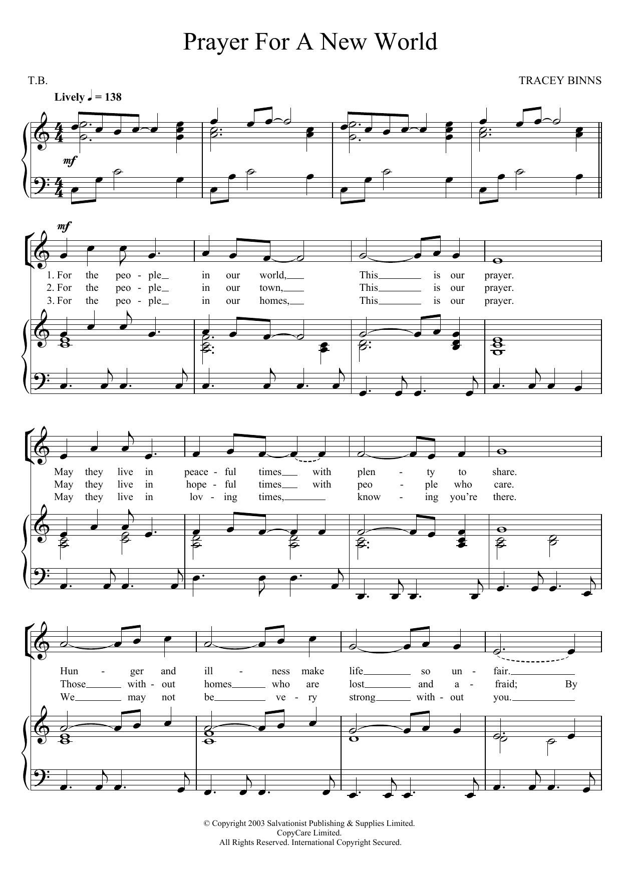 Produktgalerie: Seite 1 von 1 Prayer For A New World, The Salvation Army, Gesang, Gitarre, Klavier
