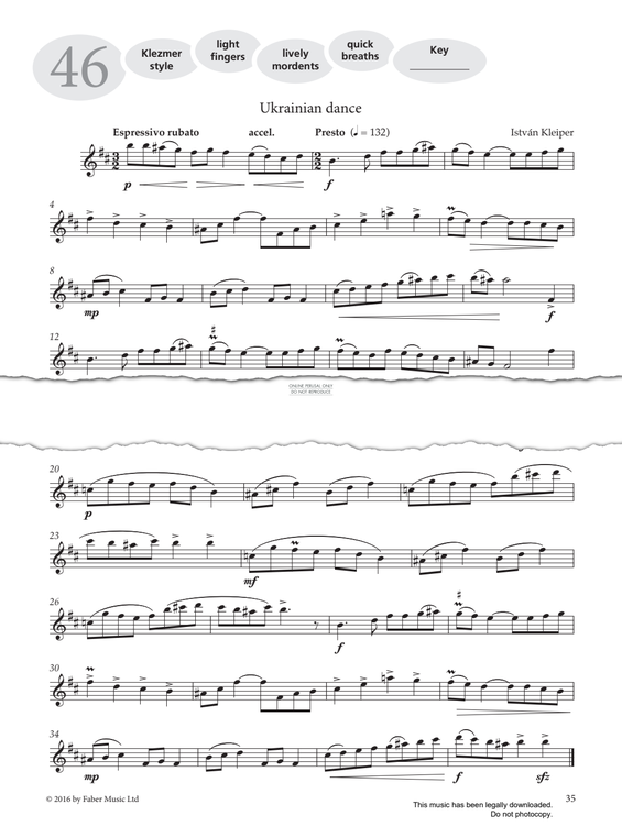 Product gallery: Page 1 of 1 Study No.46 'Ukrainian Dance' (from 'More Graded Studies For Saxophone Book One'), István Kleiper