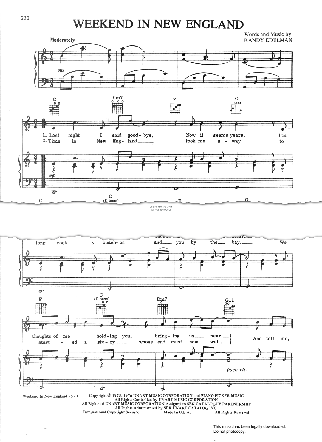 Product gallery: Page 1 of 1 Weekend In New England, Randy Edelman