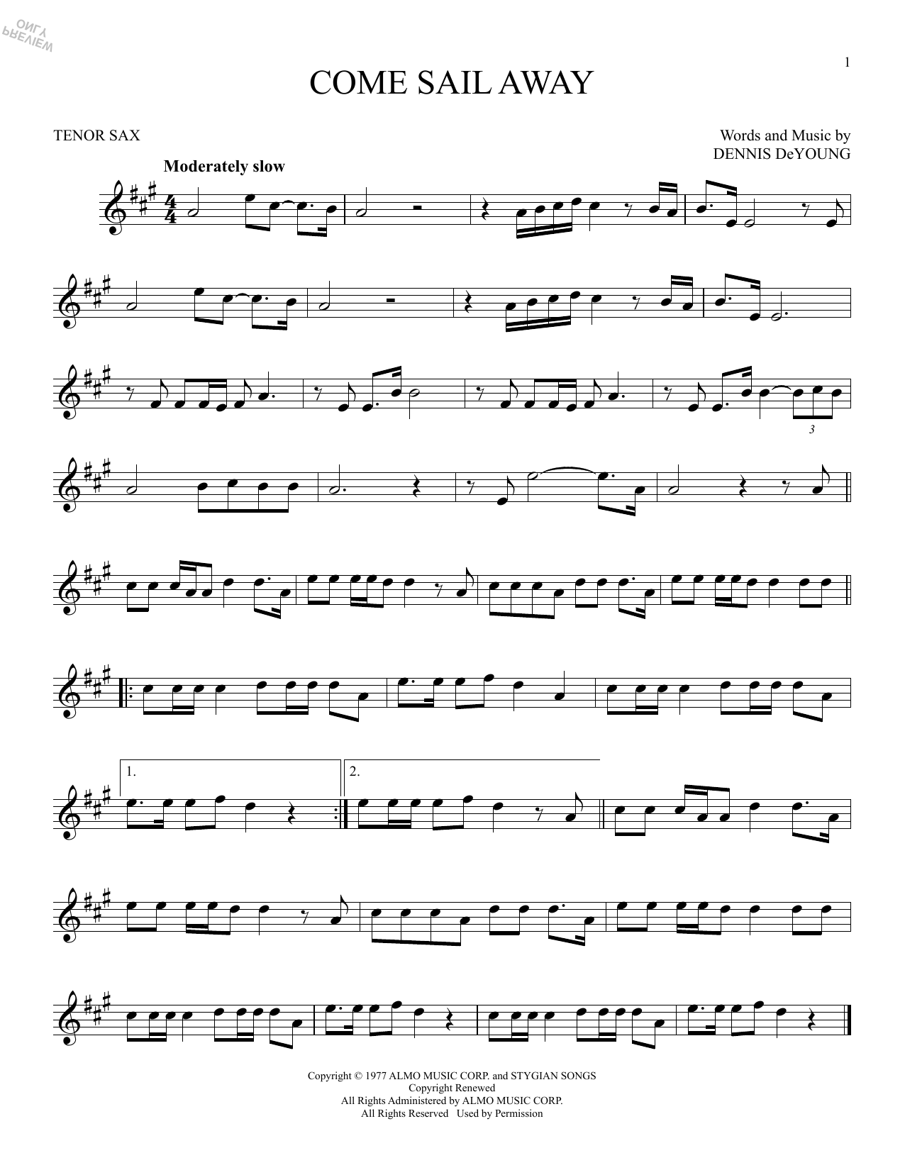 Product gallery: Page 1 of 1 Come Sail Away, Styx