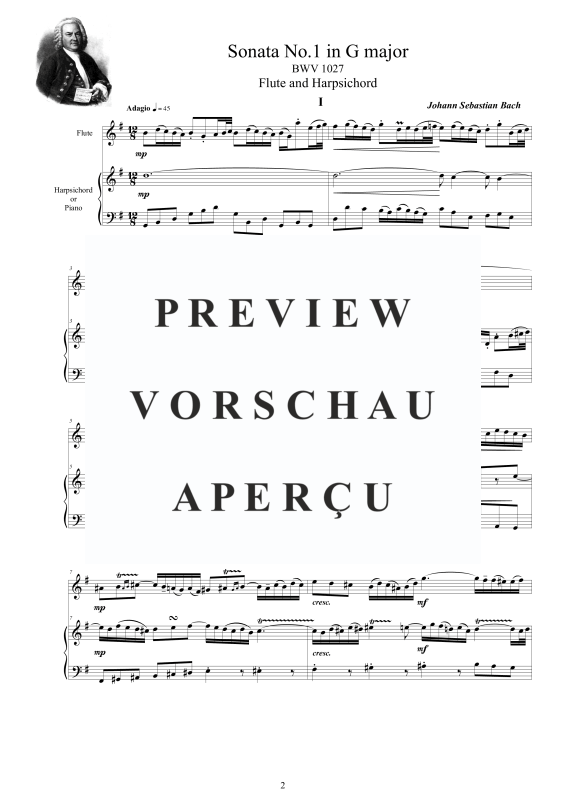 Produktgalerie: Seite 3 von 11 3 Flöten Sonaten BWV 1027-28-29, , Flöte und Cembalo/Klavier