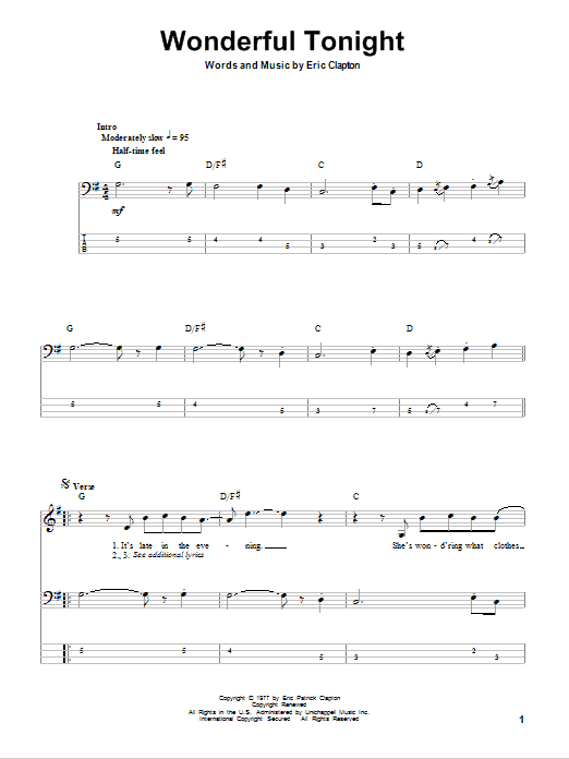 Produktgalerie: Seite 1 von 1 Wonderful Tonight, Eric Clapton, E-Bass