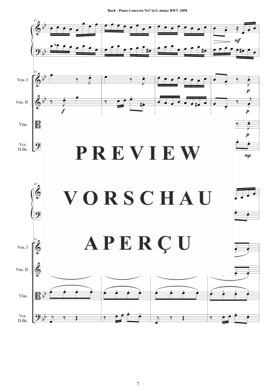 Produktgalerie: Seite 8 von 11 Klavierkonzert Nr. 7 g-Moll BWV 1058, , Klavier und Streichorchester