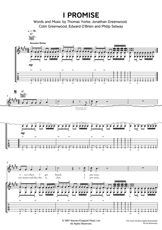 Produktgalerie: Seite 1 von 1 I Promise, Radiohead, Gesang, Gitarre