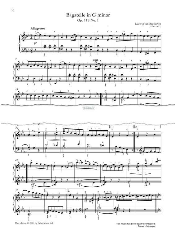 Produktgalerie: Seite 1 von 1 Bagatelle In G Minor (Op. 119 No. 1), Ludwig van Beethoven, Klavier