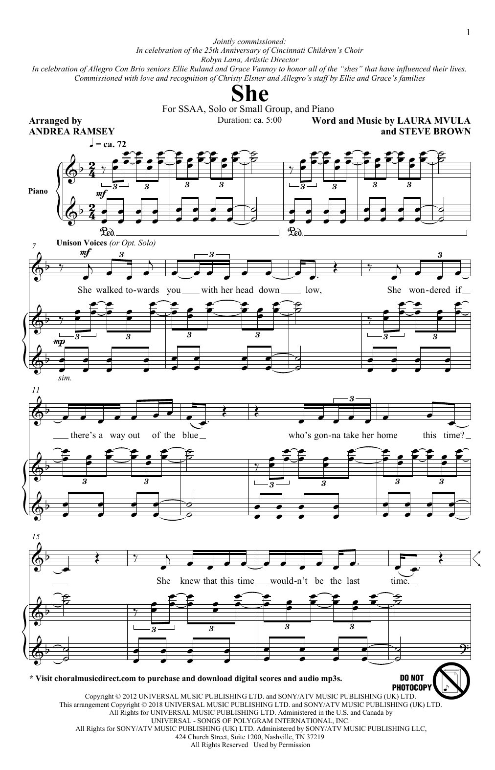Produktgalerie: Seite 1 von 1 She (arr. Andrea Ramsey), Laura Mvula, Chor