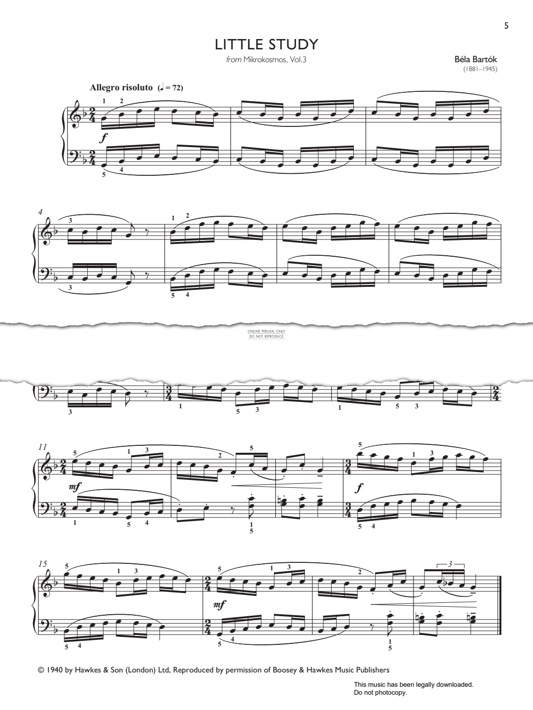 Product gallery: Page 1 of 1 Little Study from Mikrokosmos, Vol.3 (from Real Repertoire Studies Grades 4-6), Bela Bartok