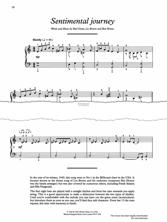 Produktgalerie: Seite 1 von 1 Sentimental Journey, Lew Brown, Klavier