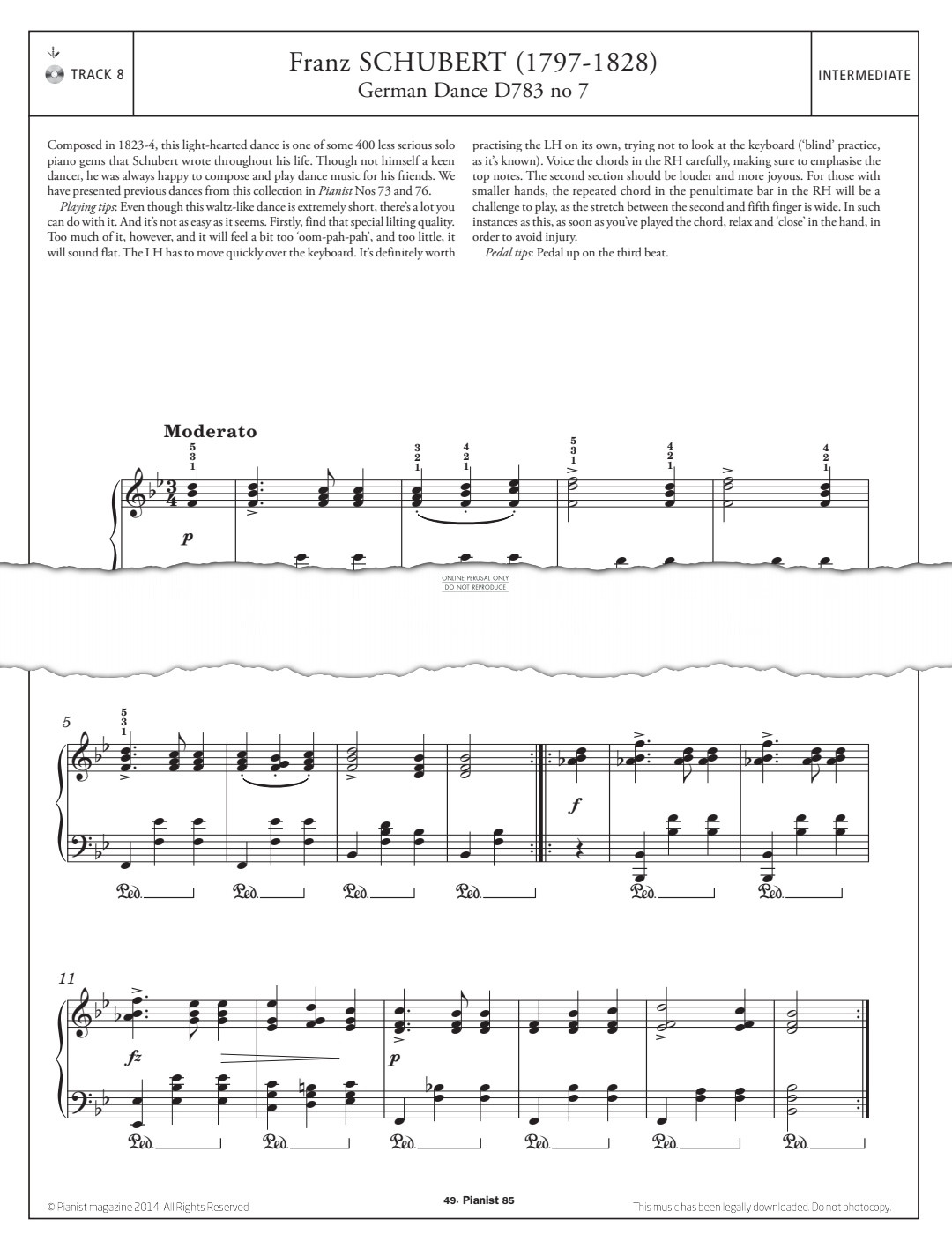Product gallery: Page 1 of 1 German Dance D783, No.7, Franz Schubert