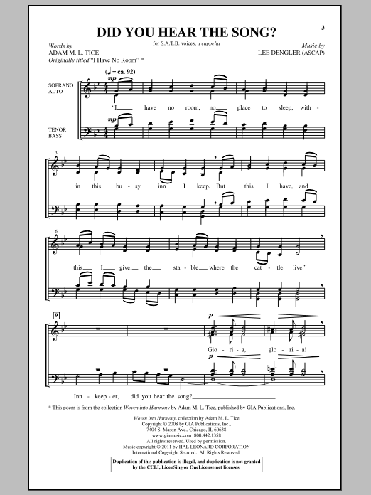 Product gallery: Page 1 of 1 Did You Hear The Song?, Lee Dengler