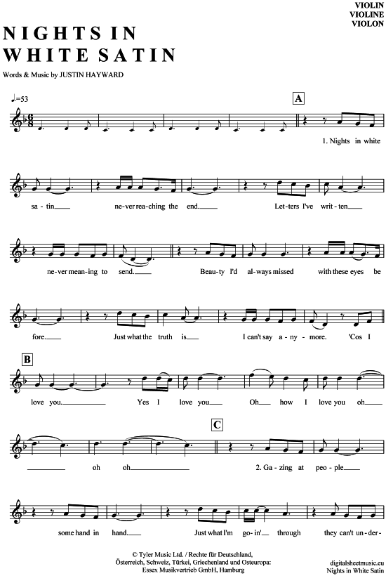 Product picture to: Nights in white satin The Moody Blues