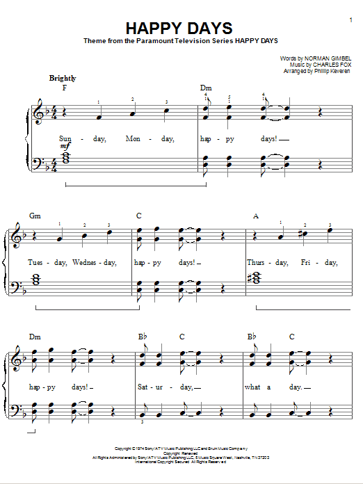 Product picture to: Happy Days (arr. Phillip Keveren)