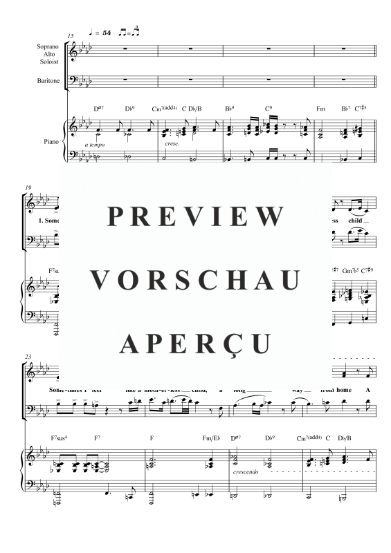 Produktgalerie: Seite 9 von 11 Sometimes I Feel Like a Motherless Child, , Gemischter Chor SAB, Sopran Solo und Klavier