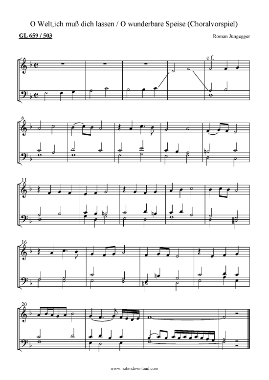 Product picture to: O Welt, ich muß dich lassen (Choralvorspiel) Dr. Roman Jungegger